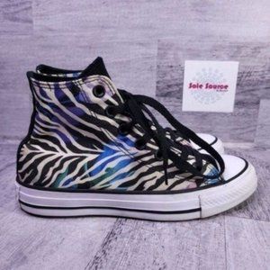 Converse Chuck Taylor All Star Zebra Canvas Sneaker White Purple Green Women's 6